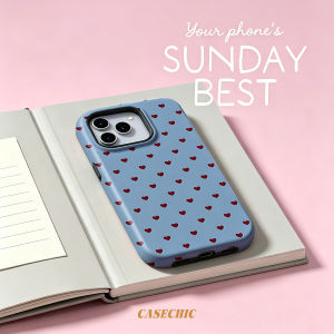 Potdemiel | Blue Polka Dot Cream For Case For iPhone 17 16 15 14 Plus 13 Pro Max Shockproof Hard PC Flower Cover