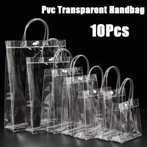 1/10Pcs PVC Transparent Gift Bags Multifunction Transparent Bags Pvc Shopping Bags Party Favors Bags Clear Plastic Gift Bags Womens Shoulder Handbag Wedding Gift Packaging Boxes with Handles