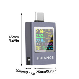Aideepen | Aideepen Kỹ Thuật Số Ampe Kế Điện Áp Giao Diện Loại C Đồng Hồ Đo Điện DC 4.5-50V 0-12A Đồng Hồ Đo Công Suất Sạc Điện Thoại Di Động Với Màn Hình Hiển Thị Kỹ Thuật Số