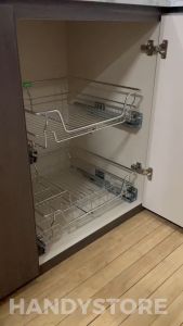 2 x Kitchen Cabinet Pull Out Basket with Soft Closing Undermount Slide