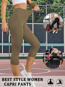Womens Super Soft Capri Pants High Stretchy Breathable Pants No See Through Workout Running Yoga Athletic Pants Gym Leggings