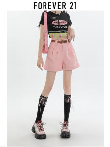 ข้อมือสีชมพู เดนิม กางเกงขาสั้น ผู้หญิง สูง เอว ทรงเอ Mini ฤดูร้อน 2024 New Arrival Forever 21 ลำลอง ผ้าฝ้าย Blend กางเกง