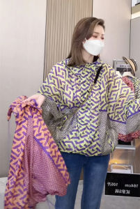 Womens Summer Thin Printed Outdoor Sports Sun Protection Jacket Breathable Lightweight UV Protection Casual Commute Style