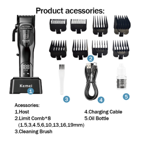 Kemei Professional Hair Clipper LCD Display Electric USB Charging Mens Hair Cutting Machine KM-1766