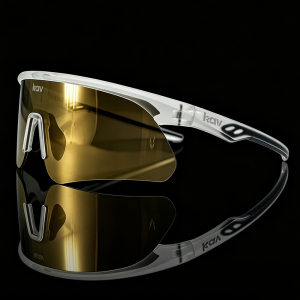 KAV Rimless Cycling Goggles Iridescent Lenses Windproof Anti-UV Lightweight Sports Glasses for Road Bike Running Climbing