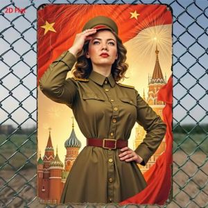 CIFbuy | Vintage Pin-up Girl in Red Polka Dot Dress Retro Metal Tin Sign Wall Art Decor