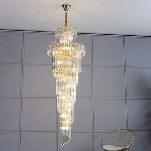 Modern LED three-color indoor lighting kitchen lamp building long-line chandelier villa hotel Europerman-style spiral staiurcase lamp