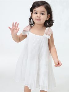 Princess Style Girls Summer Dress Baby Full Moon Holiday Fresh And Fashionable Chiffon Childrens Dress Polyester Fabric Pure Color