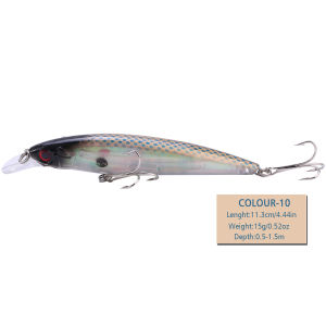 Sougayilang | Sougayilang 3D Biomimetic Fishing Lure with Built-in Weight Steel Ball Equipped with Treble Hooks Deep-Diving Laser Minnow Bait
