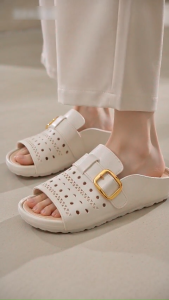 Solezy Birken-Style Sandals For Women Suede Retro Perforated Strap with Metal Buckle Slip-On Flat Sliders New Korean Style Shoes For Women COD
