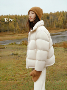 HOPESHOW | Waterproof Windproof Warm Down Jacket Womens Winter New Puffy Off-shoulder Zipper Stand-collar Mid-long Coats