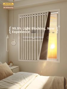 Cream Colored Easy Install Blackout Curtains Set