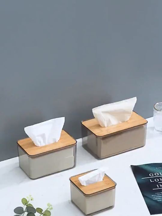 Modern Style Tissue Box Tissue Napkin Holder Storage Box Wooden Bamboo