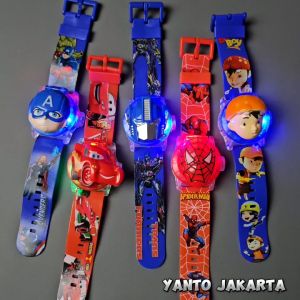 Jam Tangan Anak Spiderman Laki-Laki Lampu Musik Proyektor