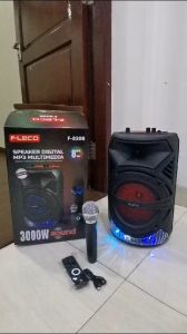 Speaker Bluetooth Fleco F 820 B 8 Inch [ Free Mic Wireless + Remote + Charger Usb ] | Speaker Karaoke Full Bass Salon Aktif Extra Power Full Bass Ukuran Besar F-820B Suara Keras Dan Jernih + Bass Yang Menggelegar + Gratis Mic
