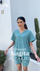 Altalita - Baju Tidur Wanita Celana Pendek Cringkle Airflow Premium One Set Jumbo Setelan Piyama Kekinian Pendek Polos
