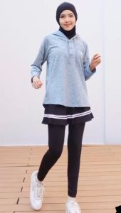 Hitjab - Baju Olahraga Wanita Muslimah Tangan Panjang Kancing Jumbo Gym Fitness Pound Fit Yoga Maraton Padel 0062