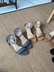 DS SHOE 901-4 Suede texture heels sandals for women