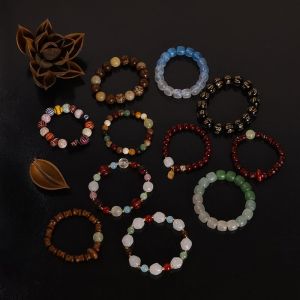 Colorful Crystal Beaded Bracelet Unique Design Luxury Personality Match All Metal Material Fashion Jewelry Accessory