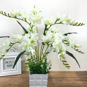 2pcs 9-bundles Phalaenopsis Artificial Flowers Bouquets Uv-resistant Fake Flowers For Home Living Room Decor