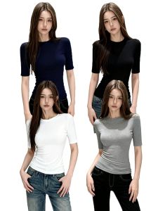 QIAOCHENXIAN | Short Sleeve T-Shirt Large Size Round Collar Wearable Inside And Outside