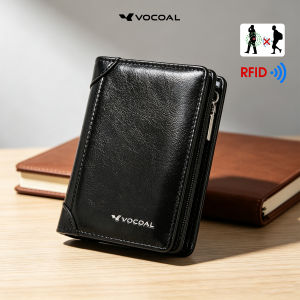 VOCOAL Fashion Short Wallet RFID Anti Theft Brush Retro Wallet Business Wallet PU Wallet Multi-Card Position Wallets Travel Purses Zipper Coin Pouch ID Credit Cards Holders