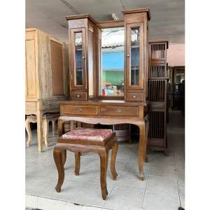 โต๊ะเครื่องแป้ง โต๊ะไม้สัก สูง 180 x กว้าง 100 x ลึก 50 cm. สีเสี้ยนดำน้ำตาล ทำจากไม้สักแท้ คุณภาพดี มีประกันสินค้า แพคจัดส่งอย่างดี ทางร้านจัดส่งเอง