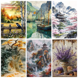 Oil Painting By Numbers Set House Landscape Coloring On Canvas Mountain New Year Gifts Wall Art HandPainted Kits