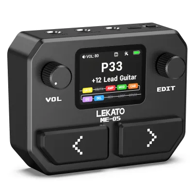 LEKATO ME-05 MINI Pocket Multi-Effects Guitar Pedal with 10 Effects Modules 100 Drum Rhythms Looper Electric Guitar Effects Processor
