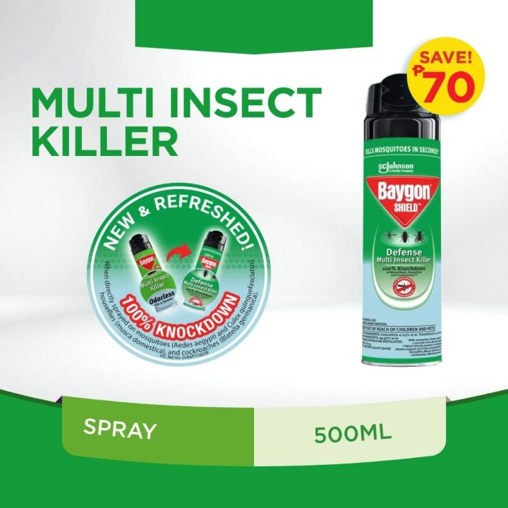 BAYGON MULTI INSECT KILLER DEFENSE 500ML ( New Packaging of Odorless ...