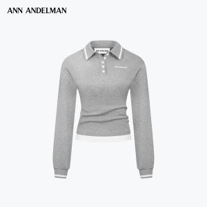 ANN ANDELMAN | Grey Slim Fit Long Sleeve Polo T Shirt