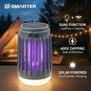 Portable Rechargeable Solar Fly Trap Zapper Electric Mosquito Killer Insect Repellent Outdoor Camping Bedroom Night Light