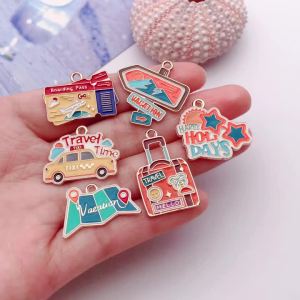 Mặt Dây Chuyền Men Tráng Men Chủ Đề Du Lịch Số Lượng Lớn Mặt Dây Chuyền Mùa Hè Cho Việc Làm Đồ Trang Sức Tự Làm Móc Khóa Thời Trang Hợp Kim Kẽm Phong Cách Thường Ngày/thể Thao