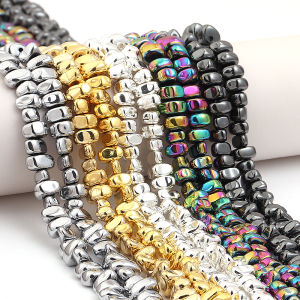 15 Gold Color Silver Plated Hematite Irregular Gravel Natural Stone Spacer Loose Beads For Jewelry Making Bracelet DIY Finding