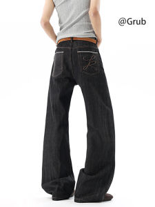 Grace Rub | American Embroidered Denim Jeans High Street Design Flared Straight Leg
