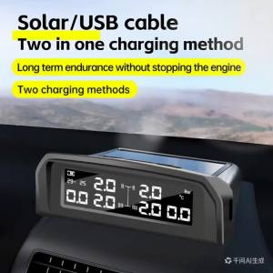 Hệ Thống Giám Sát An Ninh Cảm Biến TPMS Năng Lượng Mặt Trời 6 Bánh Xe Tải Với Cảnh Báo Nhiệt Độ Sạc USB Chống Thấm Nước Giám Sát Áp Suất Lốp