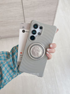 Grey Magnetic Absorption Soft Shell Case for S25 Ultra Edge S24 plus S23U+ with Stand Protective Anti-Fall Luxury Design