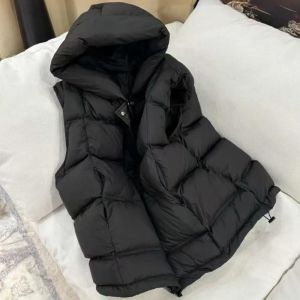Womens down Cotton Vest 2025 Autumn Winter New Style Popular Trendy Hooded Jacket Polyester Fiber Thickened Warm Zipper