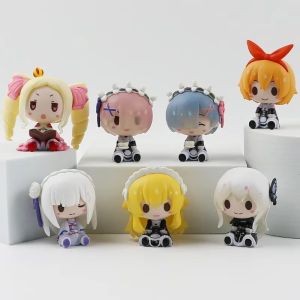 Bandai | Cute Re Zero Rem Figure Emilia Ram Statues Starting Life in Another World Sculpture Japanese Anime Figurines Office Decoration