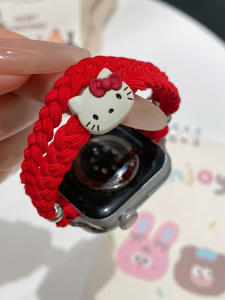 Creative Kitty Cat Cartoon Woven Elastic Rope Watchband Compatible with  Watches Nylon Material for All Iwatch Models