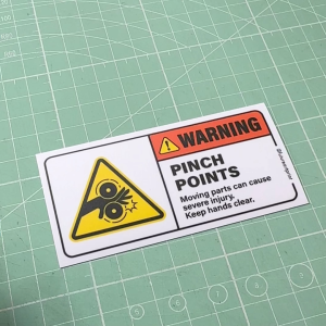 Pinch Points Belt. Safety Sticker. Warning Caution Danger Sign Label Hazard. Rotating Machinery Conveyor Machine Belt.