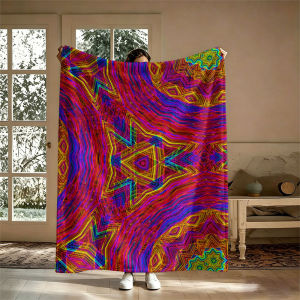 BILIBILI | Psychedelic Mandala Color Flannel Blanket Perfect for Sofa Office Bed Travel Sleep Read Relax Camping Four Season Use