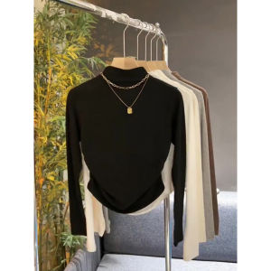 New Autumn Fashionable Elegant Bodycon Velvet Turtle Neck T-shirt