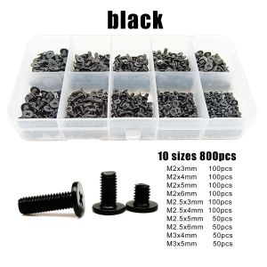 800pcs M2 M2.5 M3 Steel Phillips Thin Flat Wafer Head Screw Bolt Assortment Kit Set Box for Laptop Computer Electronic Products
