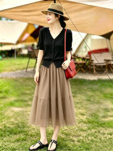 New Summer Lightweight Petite Elastic Waist Flattering A-line Skirt