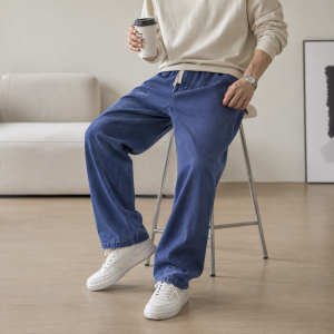 2026 New Streetwear Loose Jeans Men Korean Style Fashion Loose Straight Wide Leg Pants Mens Brand Clothing Black Light Blue