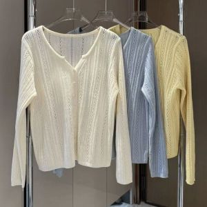 NUANKONG | Elegant Lace-up V Neck Knitted Cardigan Spring Summer Slim Fit Anti-jewelry