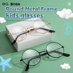 OQ BOGA 3 Colors Fashion Round Frame Outdoor Decorate Kids Glasses Children Eye Protection Full Rim Eyewear