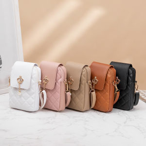 กระเป๋าสะพายข้างทรงสี่เหลี่ยมลายครอสติชปักลายมงกุฎสำหรับผู้หญิง กระเป๋าใส่โทรศัพท์มือถือแบบลำลองขนาดเล็ก กระเป๋าสะพายข้างแบบสะพายข้างด้านบน