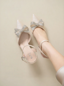 Josiny | Cloud Comfort Pointy Heels Sandals Water Crystal Bow Back Open Wedding